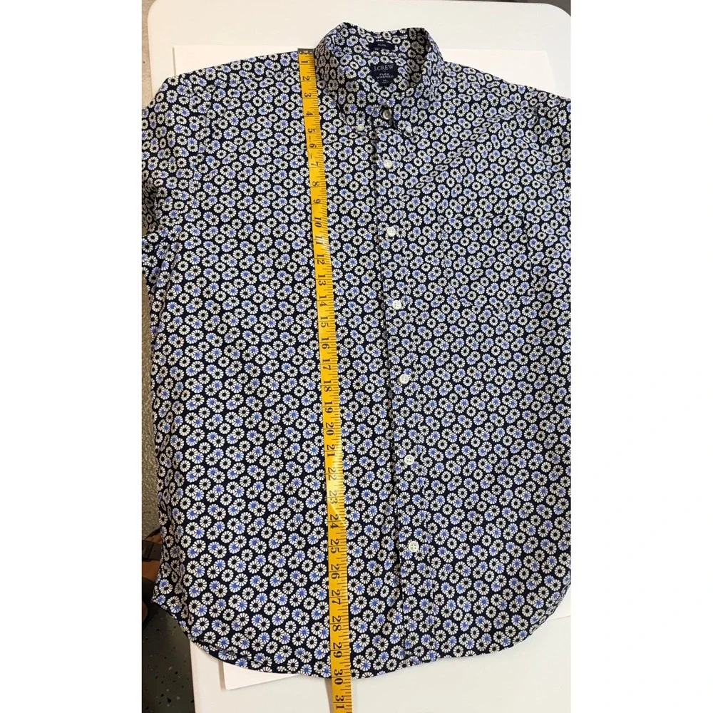 J.Crew Men's XL Slim Flex Washed Short Sleeve Button Down Shirt Blue Floral